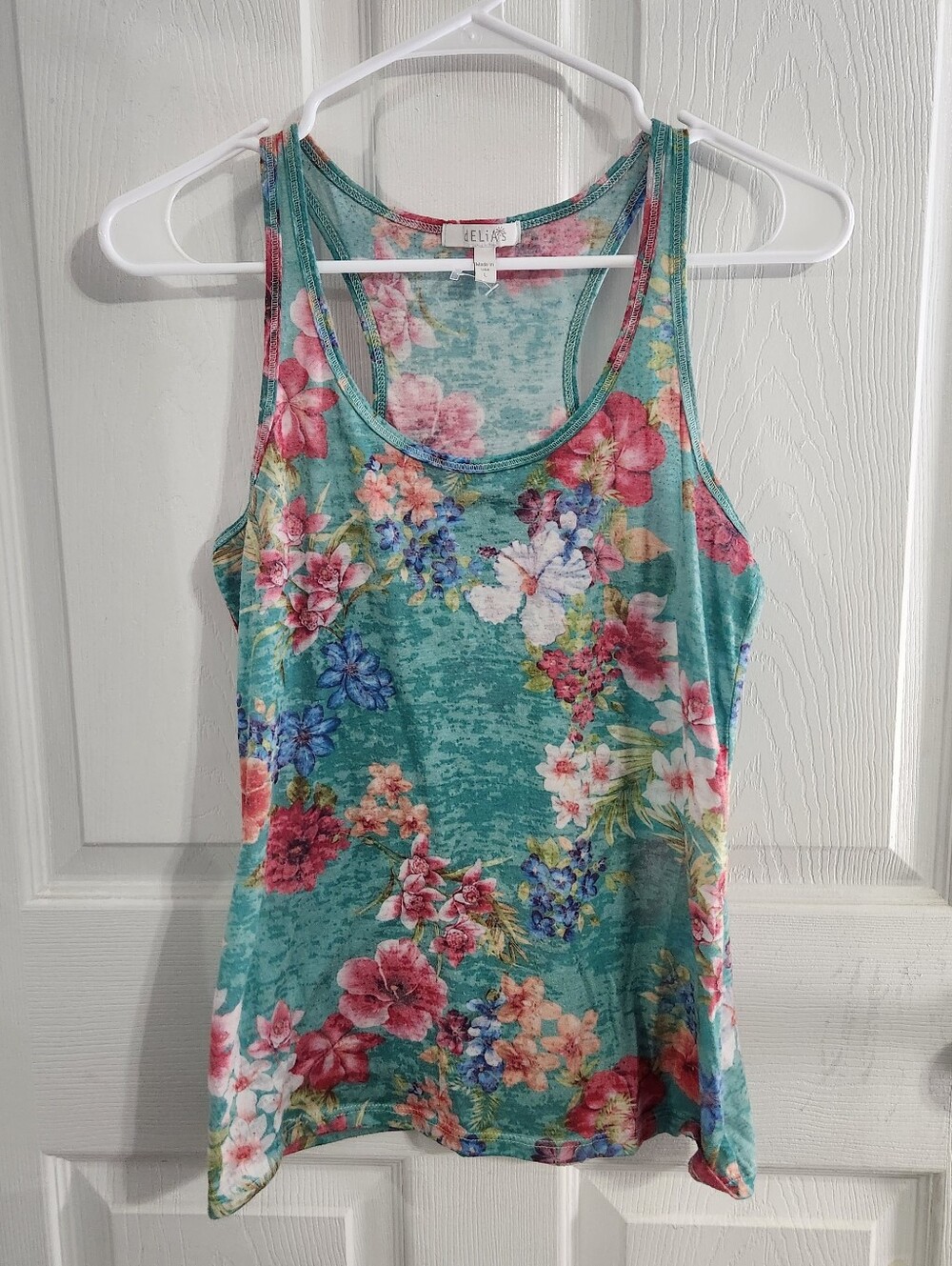 Vintage 90s Y2K Delias garden floral lightweight sheer stretchy large tank top